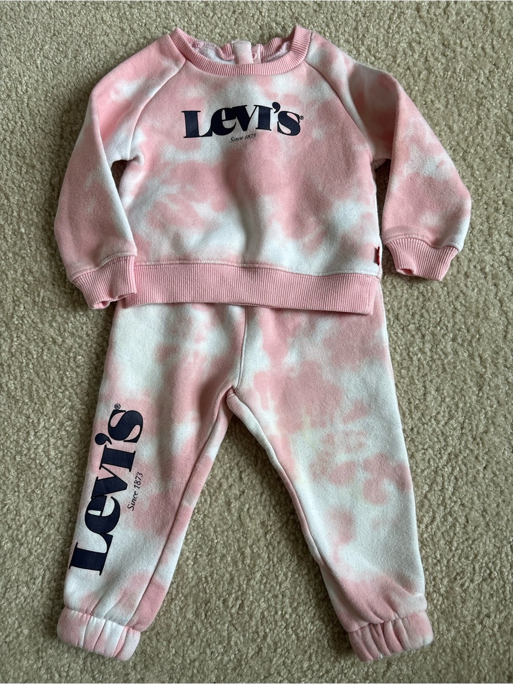Levi's Pink & White Tie-Dye Toddler Girl Sweatshirt and Joggers